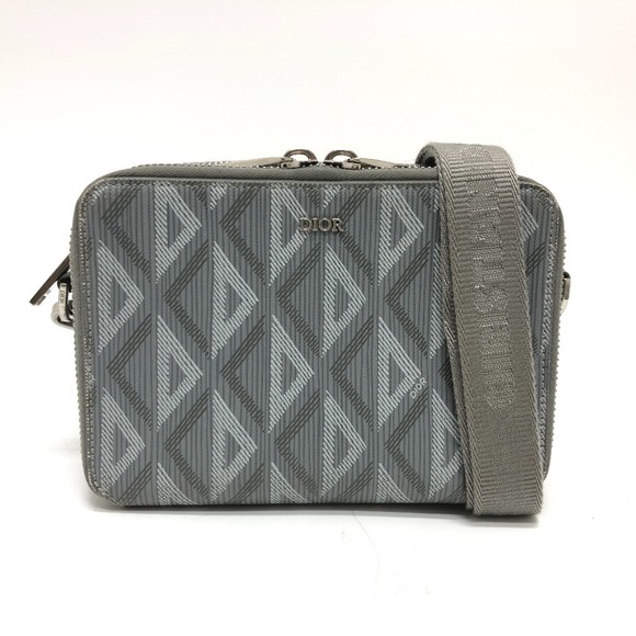 DIOR Gray Diamond Leather Shoulder Bag - Picture 1 of 12